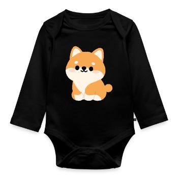 Shiba Inu - Organic Longsleeve Baby Bodysuit - black - Front