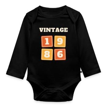 Vintage 1986 Retro Vintage 40th Birthday Gift - Organic Longsleeve Baby Bodysuit - black - Front