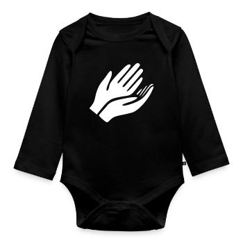 Mains ouvertes Geste de la main - Body Bébé bio manches longues - noir - Devant