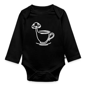 Champignon thé café - Body Bébé bio manches longues - noir - Devant