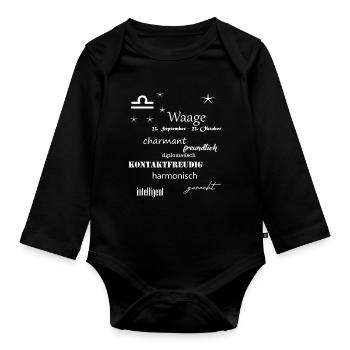 Waage_Sternzeichen - Baby Bio-Langarm-Body - Schwarz - Vorne