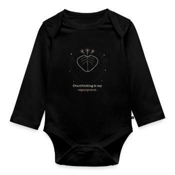 Lustiges, überdenkendes Superkraft-Mystical-T-Shirt - Baby Bio-Langarm-Body - Schwarz - Vorne