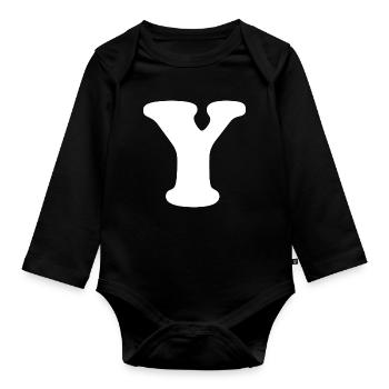 Großes Y Stil-Print | Buchstabe Y | Y Logo - Baby Bio-Langarm-Body - Schwarz - Vorne