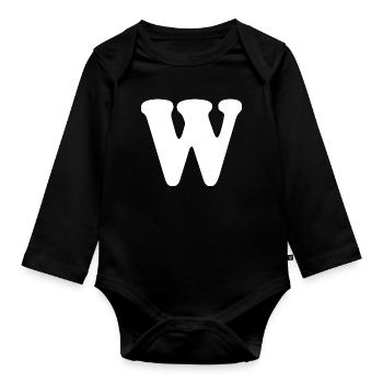 Großes W Stil-Print | Buchstabe W | W Logo - Baby Bio-Langarm-Body - Schwarz - Vorne