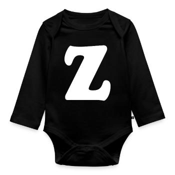 Impression en grand style Z | Lettre Z | Z Logo - Body Bébé bio manches longues - noir - Devant