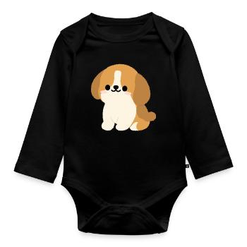 Charming Spaniel - Organic Longsleeve Baby Bodysuit - black - Front