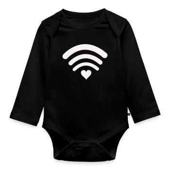 Wi-Fi-Heart-Wifi Design - Organic Longsleeve Baby Bodysuit - black - Front