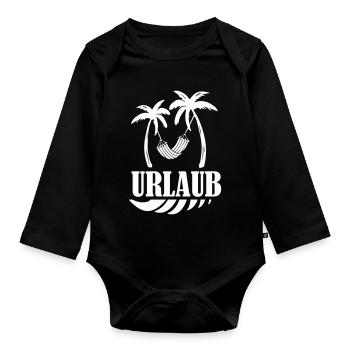 Palmenurlaub Hängematte Design - Baby Bio-Langarm-Body - Schwarz - Vorne