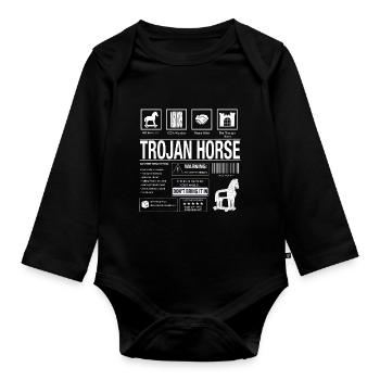 Trojan Horse Motif - Organic Longsleeve Baby Bodysuit - black - Front