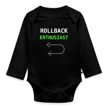 Cadeau d’humour pour l’administration système Rollback Enthusiast IT - Body Bébé bio manches longues - noir - Devant