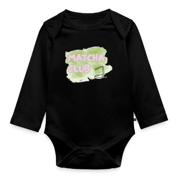 Matcha Club Illustration - Organic Longsleeve Baby Bodysuit - black - Front