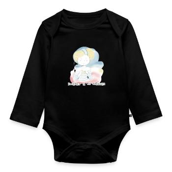 Häkeln ist meine Therapie - Baby Bio-Langarm-Body - Schwarz - Vorne