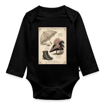 Victorian Parasol and Vintage Accessories - Organic Longsleeve Baby Bodysuit - black - Front