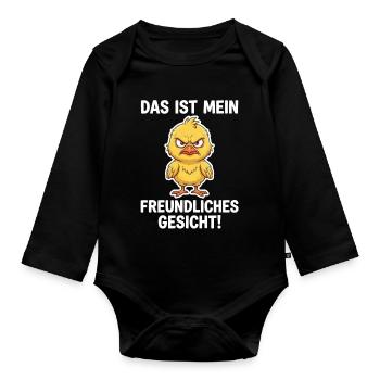 Wütendes Küken – Mein freundliches Gesicht - Baby Bio-Langarm-Body - Schwarz - Vorne