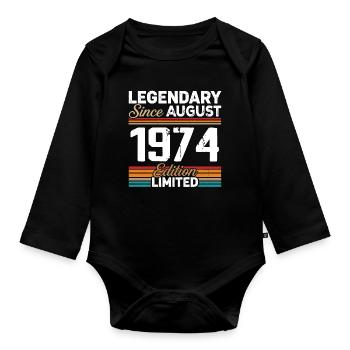 Legendary Since August 1974 Vintage Retro - Organic Longsleeve Baby Bodysuit - black - Front