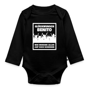 Geschenk für Benito - Baby Bio-Langarm-Body - Schwarz - Vorne