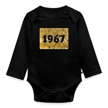 Number 1967 - Organic Longsleeve Baby Bodysuit - black - Front