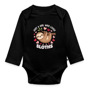 T-shirt Sloth Love pour filles - Body Bébé bio manches longues - noir - Devant