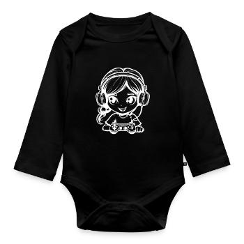 Gamer Mädchen - Baby Bio-Langarm-Body - Schwarz - Vorne