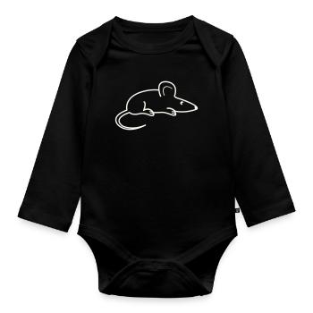 mouse animal - Organic Longsleeve Baby Bodysuit - black - Front