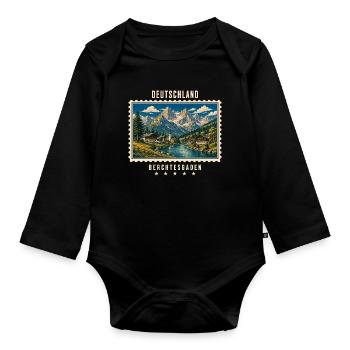 Deutschland Berchtesgaden Vintage Reisemarke - Baby Bio-Langarm-Body - Schwarz - Vorne