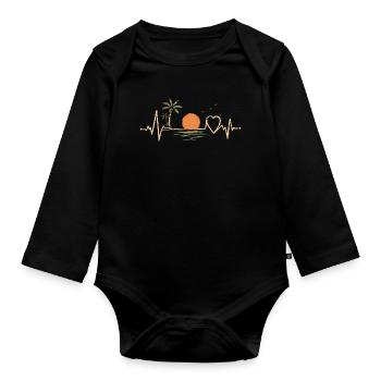 Heartbeat Beach Sun T-Shirt - Organic Longsleeve Baby Bodysuit - black - Front
