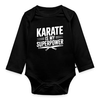 Le karaté est mon super-pouvoir - Body Bébé bio manches longues - noir - Devant