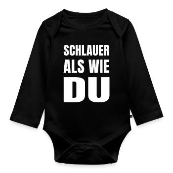 SCHLAUER ALS WIE DU - Baby Bio-Langarm-Body - Schwarz - Vorne