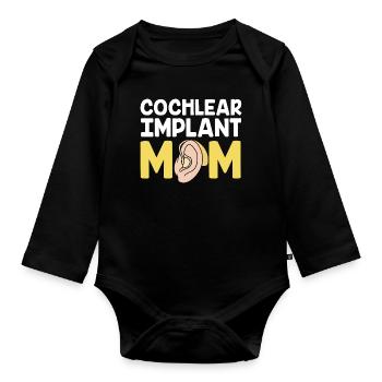 Taub Taubheit Deaf Gebärdensprache - Baby Bio-Langarm-Body - Schwarz - Vorne