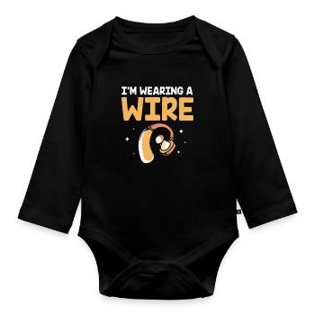 Deaf Deaf Deaf Sign Language - Organic Longsleeve Baby Bodysuit - black - Front