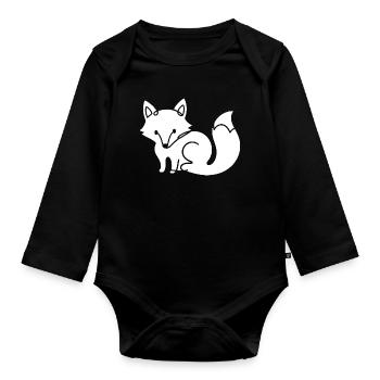 Silhouette de renard – Motif minimal d’animal de la forêt - Body Bébé bio manches longues - noir - Devant