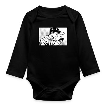 Homme amoureux - Body Bébé bio manches longues - noir - Devant