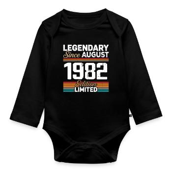 Legendär seit August 1982 Vintage Retro - Baby Bio-Langarm-Body - Schwarz - Vorne