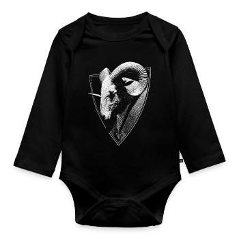 Ram's head in the coat of arms - Organic Longsleeve Baby Bodysuit - black - Front