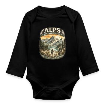 Alpes Aventure Patch Montagnes - Body Bébé bio manches longues - noir - Devant