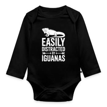 Dictons des iguanes, drôles d’iguanes, cadeau des iguanes. - Body Bébé bio manches longues - noir - Devant