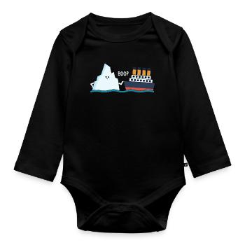 Titanic Lustige Titanic Berg Boop Parodie für Jungs - Baby Bio-Langarm-Body - Schwarz - Vorne