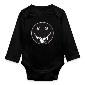 Rockige Schlagzeug Silhouette - Baby Bio-Langarm-Body - Schwarz - Vorne