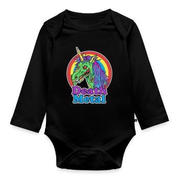 Death Metal – Zombie Unicorn Cartoon - Organic Longsleeve Baby Bodysuit - black - Front