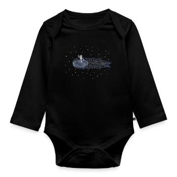Roboter auf Meteoroid - Baby Bio-Langarm-Body - Schwarz - Vorne