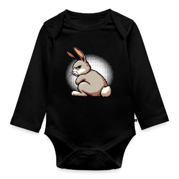 Kaninchen Hase Hasen langohr Klopfer Rammler - Baby Bio-Langarm-Body - Schwarz - Vorne