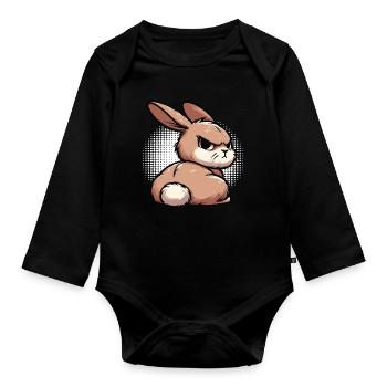 Kaninchen Hase Hasen langohr Klopfer Rammler - Baby Bio-Langarm-Body - Schwarz - Vorne