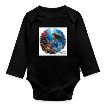 Unterwasser-Meerjungfrau im Riff - Baby Bio-Langarm-Body - Schwarz - Vorne