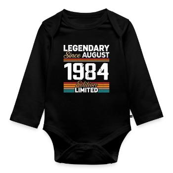 Legendär seit August 1984 Vintage Retro - Baby Bio-Langarm-Body - Schwarz - Vorne