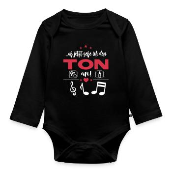 Ton angeben Geschrei Gebrüll - Baby Bio-Langarm-Body - Schwarz - Vorne