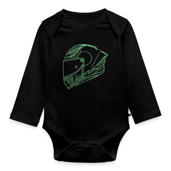 Casque - Body Bébé bio manches longues - noir - Devant