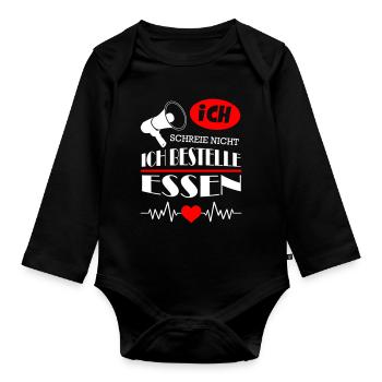 Ich schreie nicht Ich bestelle Essen - Baby Bio-Langarm-Body - Schwarz - Vorne