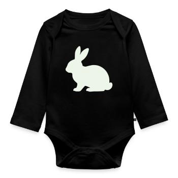 Zarte Kaninchen Silhouette - Baby Bio-Langarm-Body - Schwarz - Vorne