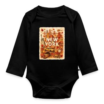 Herbst-Sketch aus New York City - Baby Bio-Langarm-Body - Schwarz - Vorne