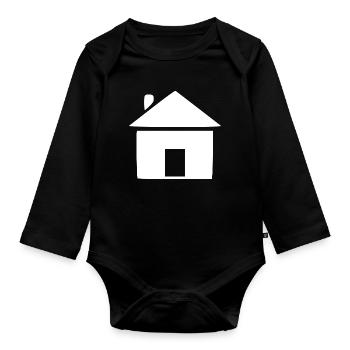 Haus minimal Bauherr Geschenk  - Baby Bio-Langarm-Body - Schwarz - Vorne